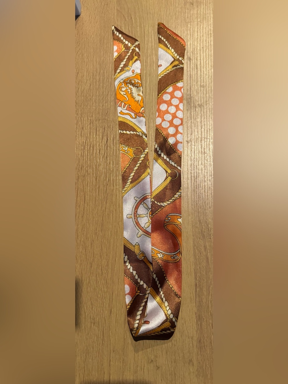 Silk Skinny Scarf in Orange and Brown - Women Accessories
